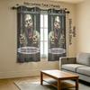 2Pcs Perforated Blackout Curtain Light Block Privacy Drape Living Bedroom Halloween Cage Zombie Horror Window Decor