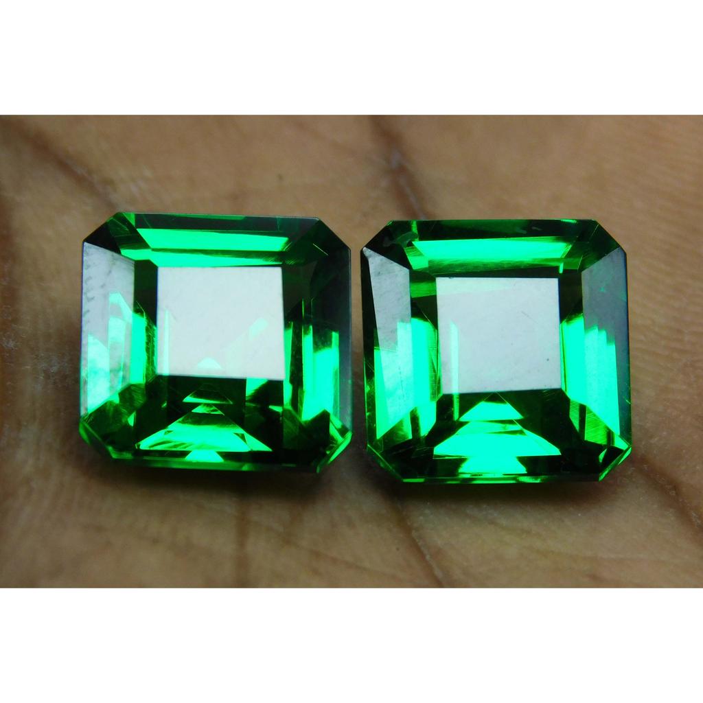 20 Ct Natural Tourmaline Green Square Shape Certifeid Loose Gemstones Pair