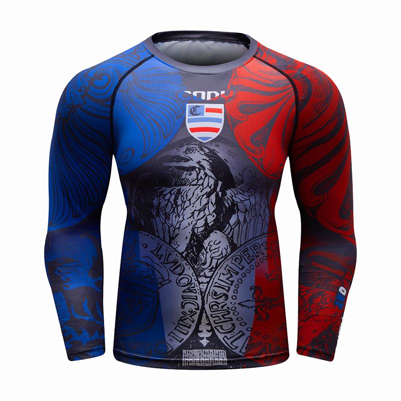 Custom Tattoo Men's Gym Compression Fitness Tshirt Masculine Sublimation Long Sleeve Rashguard BJJ Jiu Jitsu Boxing Jersey