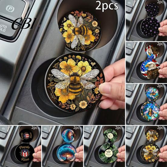 Anti-slip Cup Holder Mat 2PCS Silicone Car Coaster, Heat Resistant Non-Slip Holder, Durable High Temperature Coaster Easy Clean Coffee Tea Mat,