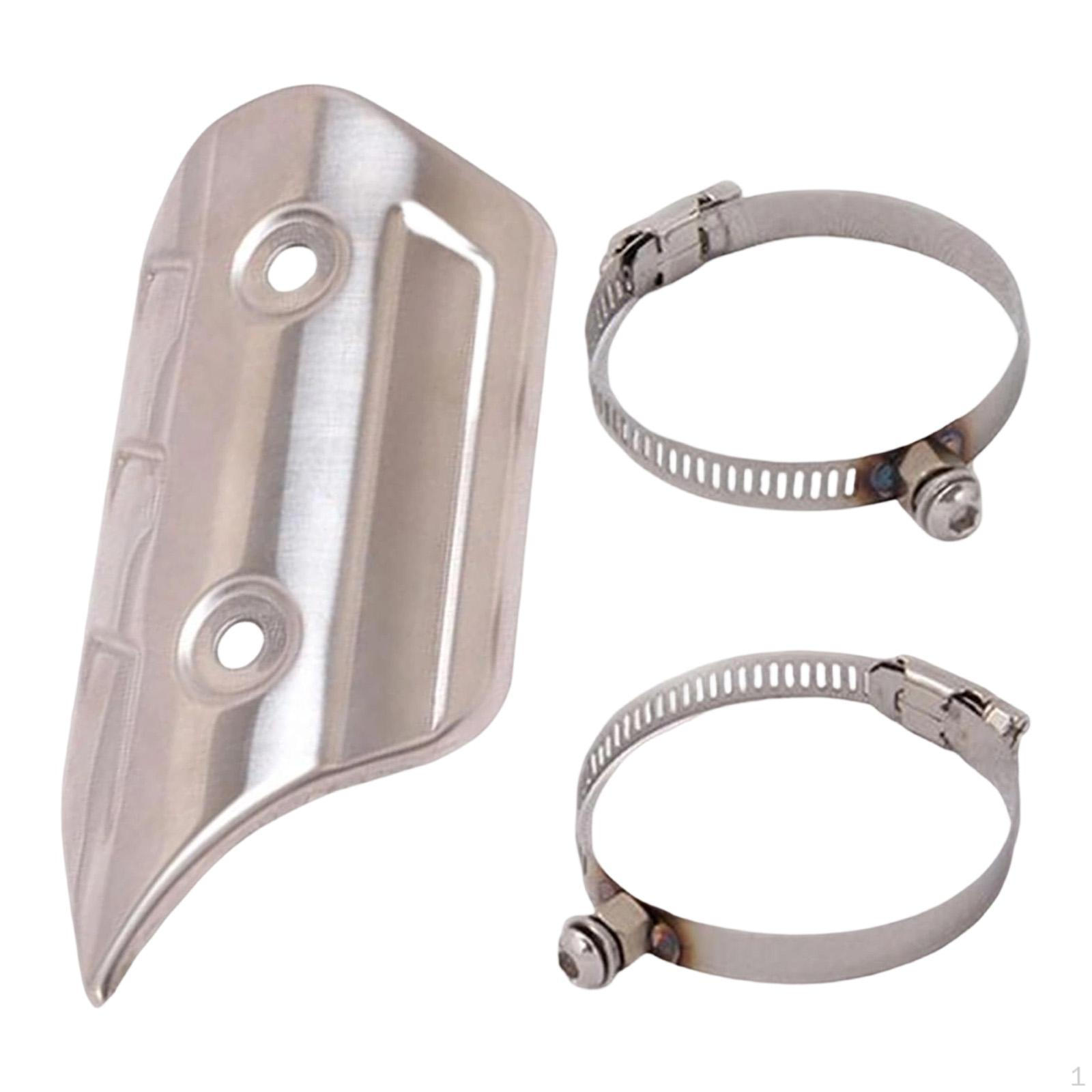 

Motorcycle Exhaust Heat Shield Universal Wear Resistant Decoration Protector Silver