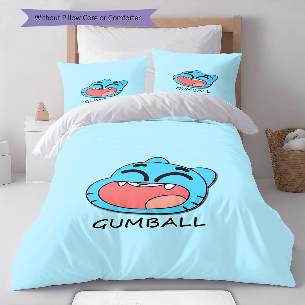 Biancheria da letto con motivo Gumball Decorazione per la casa Regalo di compleanno ( 1 copripiumino + 2 federe, senza imbottitura),merchandising per fan.