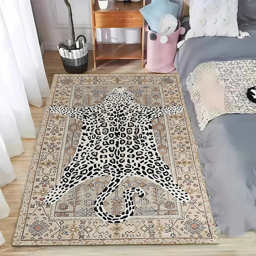 

1pc Bohemian Leopard Print Persian Area Rug Non Slip Washable Floor Mat for Living Room Bedroom Carpets for Living Room 40cm x 60cm