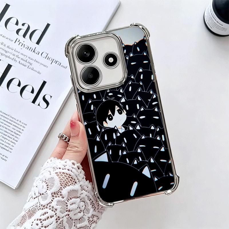 O-Omori Cartoon Game Plating Phone Case For Xiaomi Redmi Note 14 15 Pro Plus 13 12 11 11S 11T 10 9S 9 5G Anti-Fall Airabag Cover
