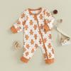 Baby Jumpsuit, Long Sleeve Crew Neck Gingerbread Man Print Christmas Romper Clothes for Girls Boys