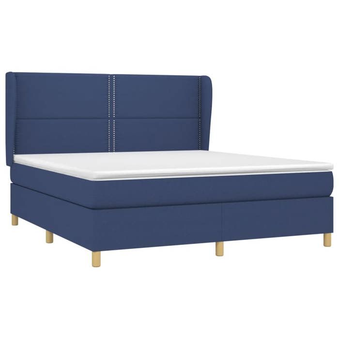 3128467 vidaXL Lit à sommier tapissier avec matelas Bleu 180x200 cm Tissu