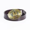 Men's Retro Full-Grain Leather Wide Belt with Ethnic Letter H Design