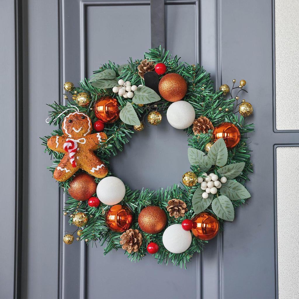 30cm Christmas Wreath with Pine Cones & Ornaments for Window Decoration