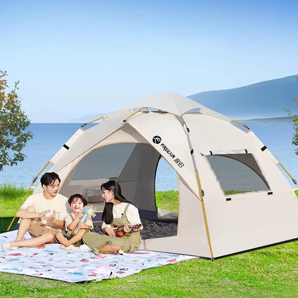 3-4 Double Automatic Pop-Up Tent with Fiberglass Poles Square Oxford Cloth Camping Shelter Quick Setup 3-Second Design