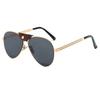 Luxury Women's Sunglasses New Leather Case Sun Glasses Punk Big Frame European and American Retro Glasses Oval Men's Eyepieces