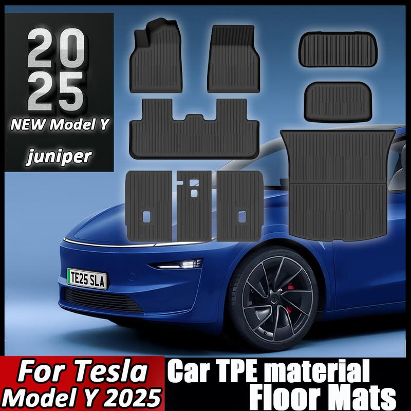Car Trunk Mat For New Tesla Model Y 2025 Juniper TPE Floor Mats & Cargo Liner All Weather Trunk Mats Floor Liner Backrest Mats