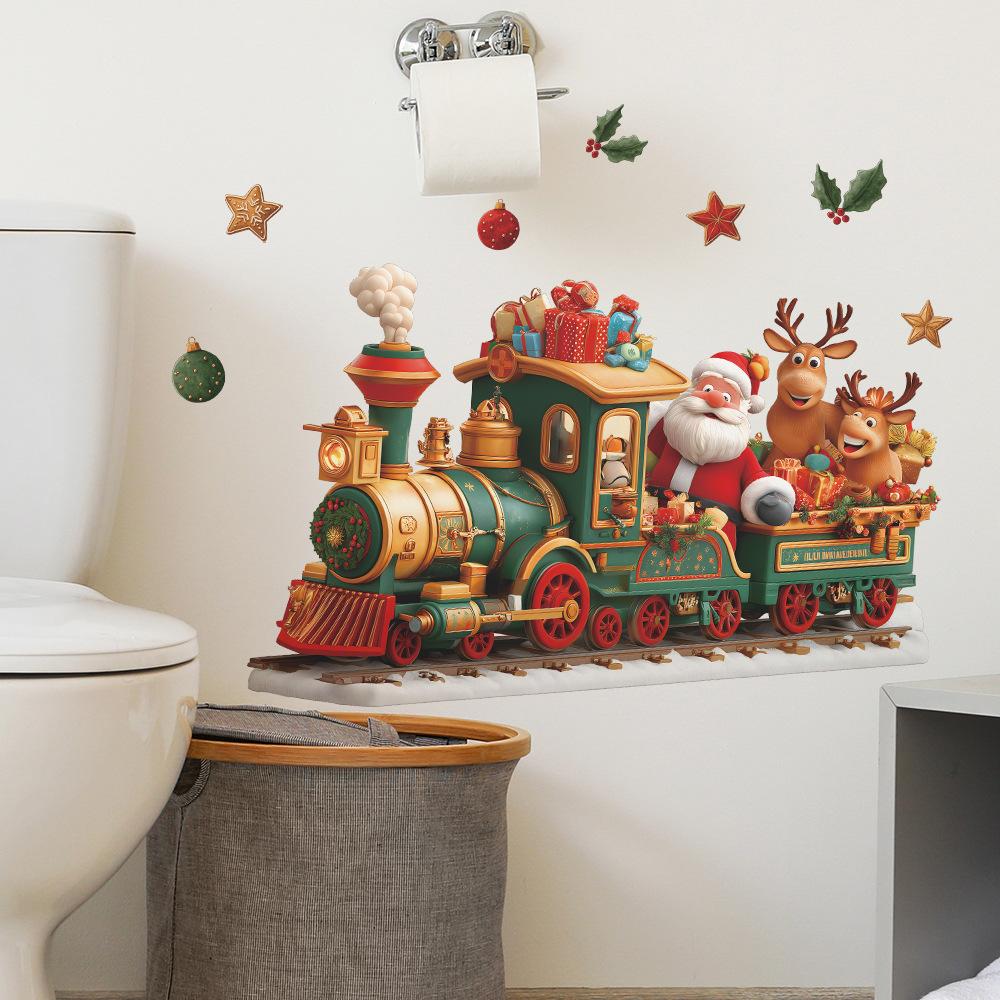 Kreativní vánoční vláček, Santa Claus, Sobí domácí sváteční atmosféra Dekorativní samolepky
