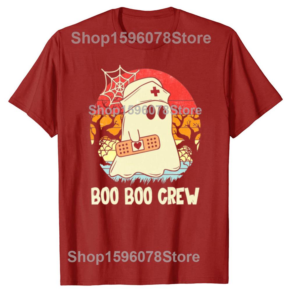 Funny Boo Boo Crew Nurse Halloween T Shirts Men Women Pure Cotton Humor Streetwear Tee Shirt Short Sleeve Unisex Loose Clothing