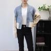 Short Spliced Denim Knitted Double-sided Cardigan Autumn and Winter New Loose Temperament Sweater Jacket Women