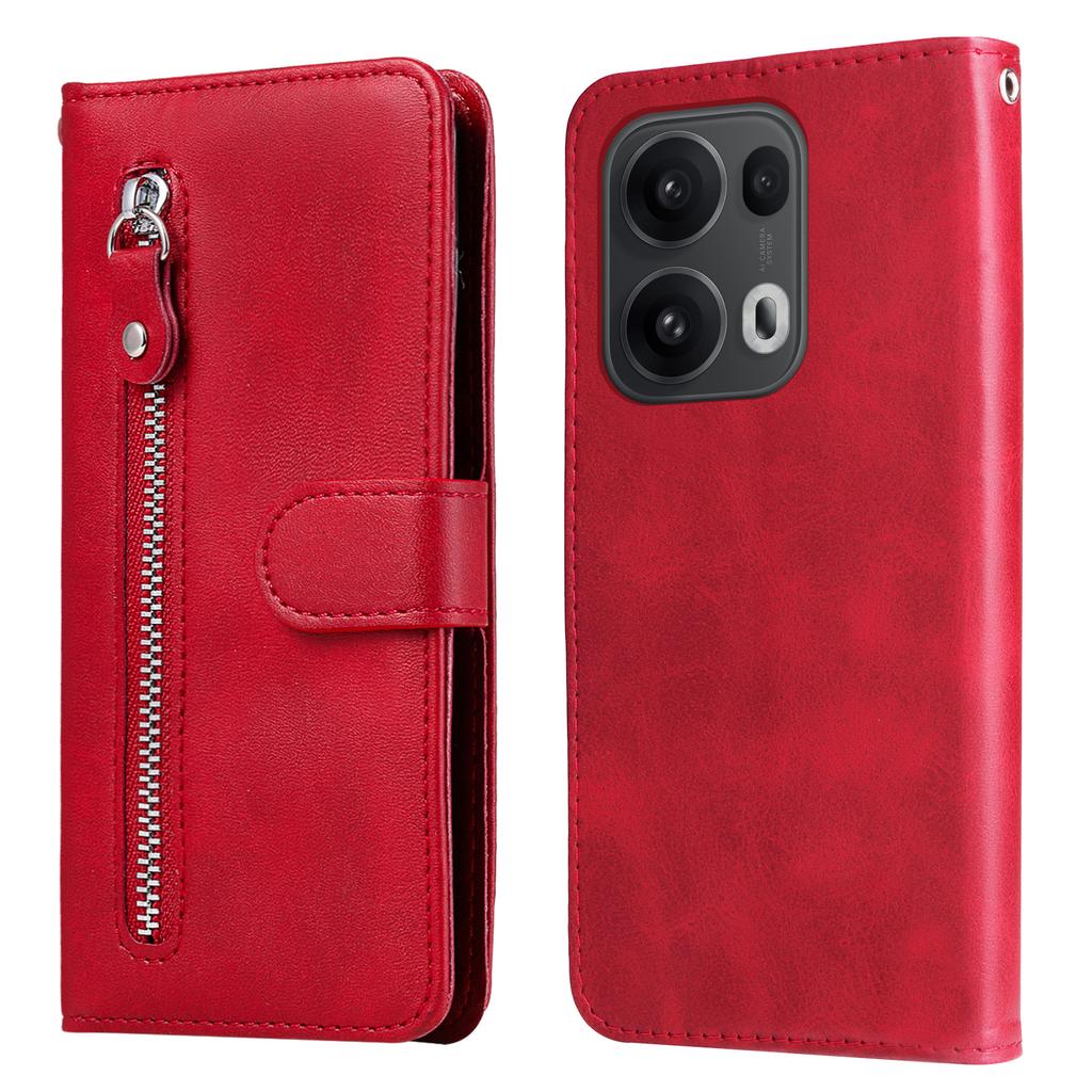 For Oppo Reno14 Pro 5G (China)/Oppo Reno13 Pro 5G/Oppo Reno14 Pro 5G (Global) PU Leather Cases with Zipper Pocket Wallet Phone Cover Stand