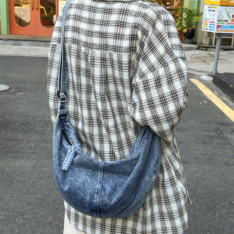 Damen Denim Umhängetasche Große Kapazität Crossbody Tasche