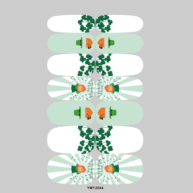 St. Patrick's Day Green Shamrock Unicorn Nail Stickers - Waterproof Full Cover