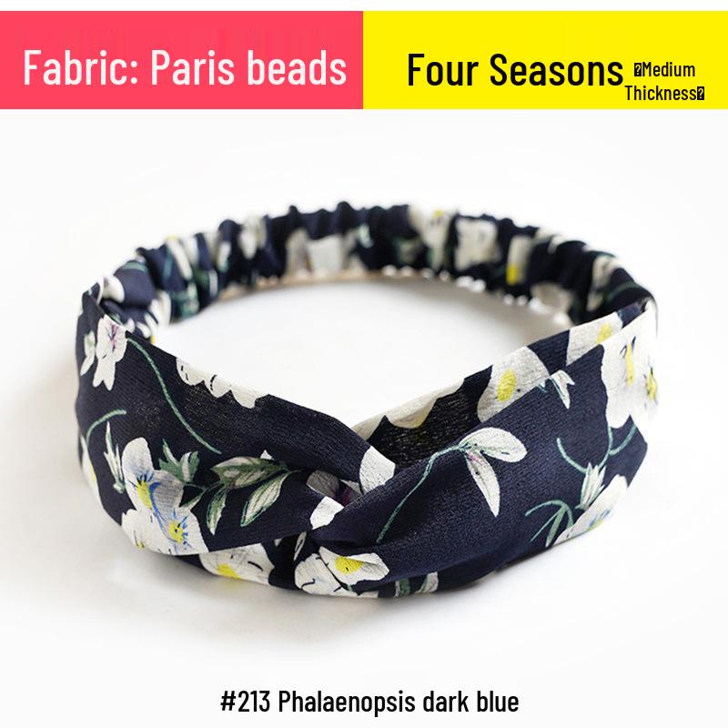 Koreanisches florales Chiffon-Elastik-Stirnband für Damen - Frischer Stil Haaraccessoire