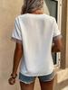 Women's V-neck Lace Loose Short Sleeve Top - Elegant Commute Style