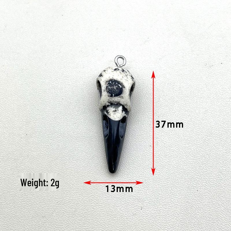 Raven Skull Resin Replica Necklace - Gothic Bird Skull Jewelry Pendant