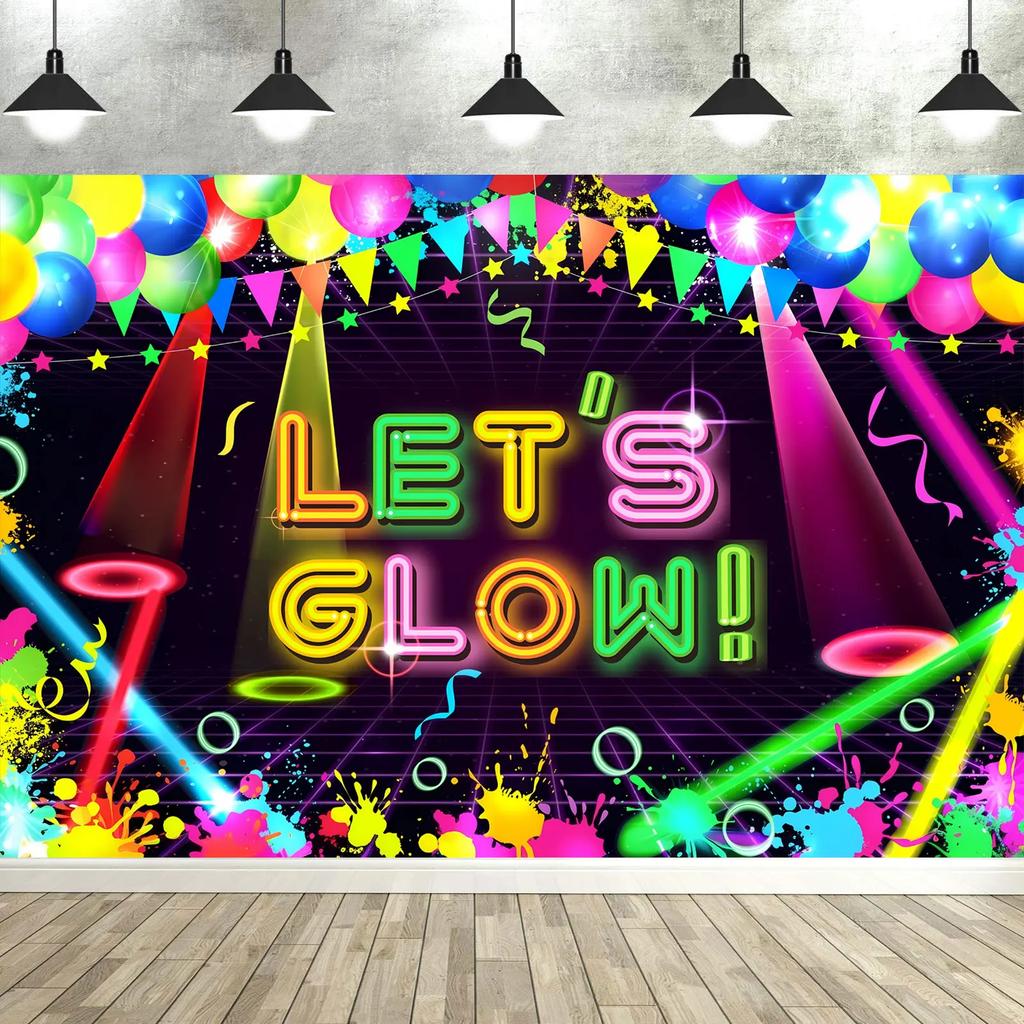 Colorful Neon Glow Party Backdrop  Vibrant Photography Background Birthday Decor Supplies for Studio  Photo Booth Props