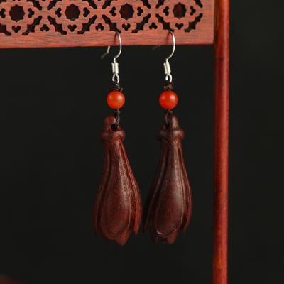Boucles d'oreilles Zen style rétro design de niche pour femmes boucles d'oreilles littéraires en bois boucles d'oreilles longues à franges