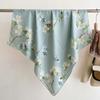 Elegant Chinese style blue magnolia silk large square scarf shawl silk scarf female gift mother mother mother-in-law elders