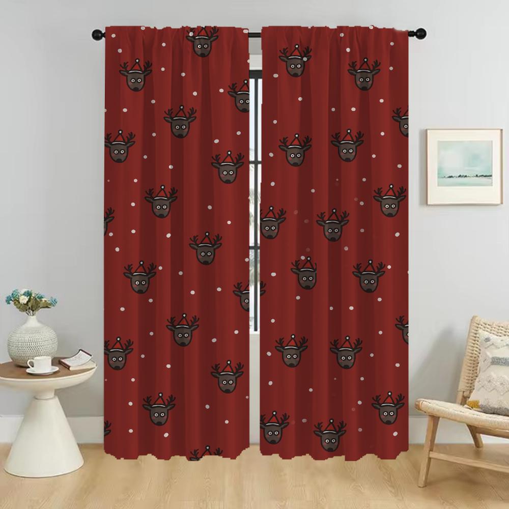 Christmas Blackout Curtains for Camera Shades Window Curtain for Room 2 Panel Partition Halloween Decoration Living Kitchen Home