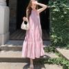 Coffee break French neck dress fairy summer temperament high sense seaside vacation beach dress