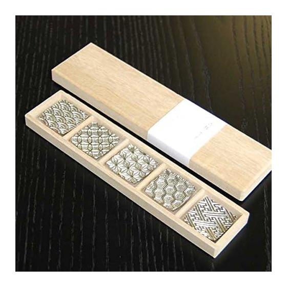 Saburo Sumitani Shoten Pewter Chopstick Rests, Set of 5 with Auspicious Patterns, Made of Pewter, Chopstick Holders, Lucky Motifs, Japanese Style,
