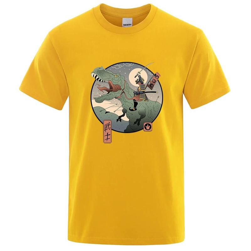 Summer Mens Tshirt High Quality 100 Cotton Anime Dinosaur Printing Casual Cool Loose Oneck Men Tshirt Male Tops for Men