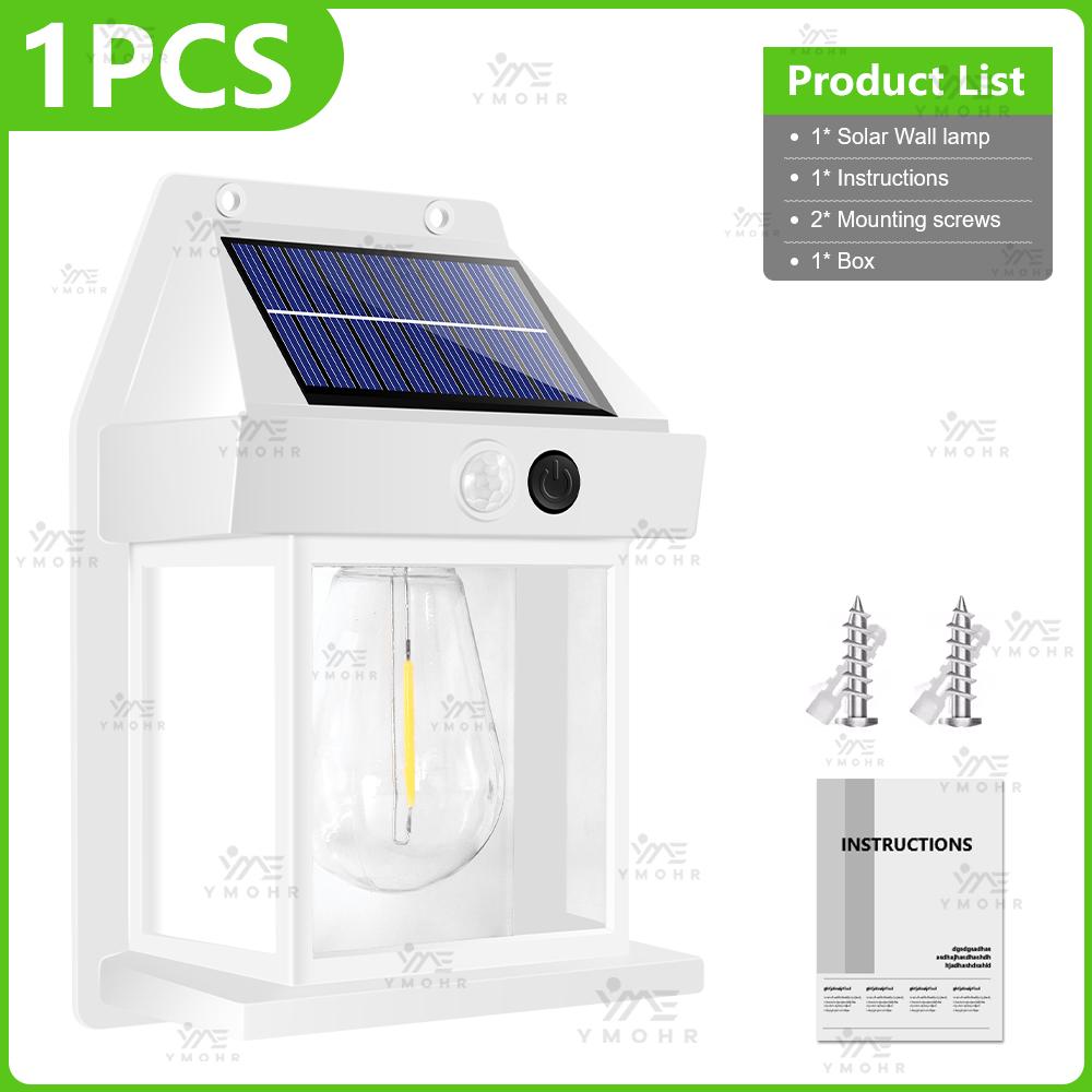 Vintage Solar Lights Outdoor Waterproof Solar LED Outdoor Lighting Warm Christmas Lights Outdoor Solar Lamp with Motion Sensor