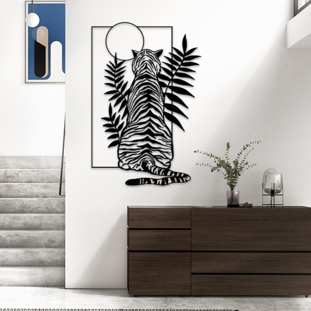 Handmade Iron Leopard Wall Art, Minimalist Safari Home Decor, Metal Sculpture