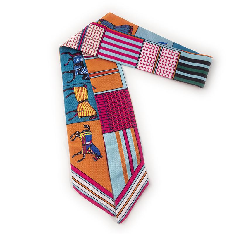 New Floral Hair Tie Set: Thin Braided Ribbon Bow and Scarf In Gift Box