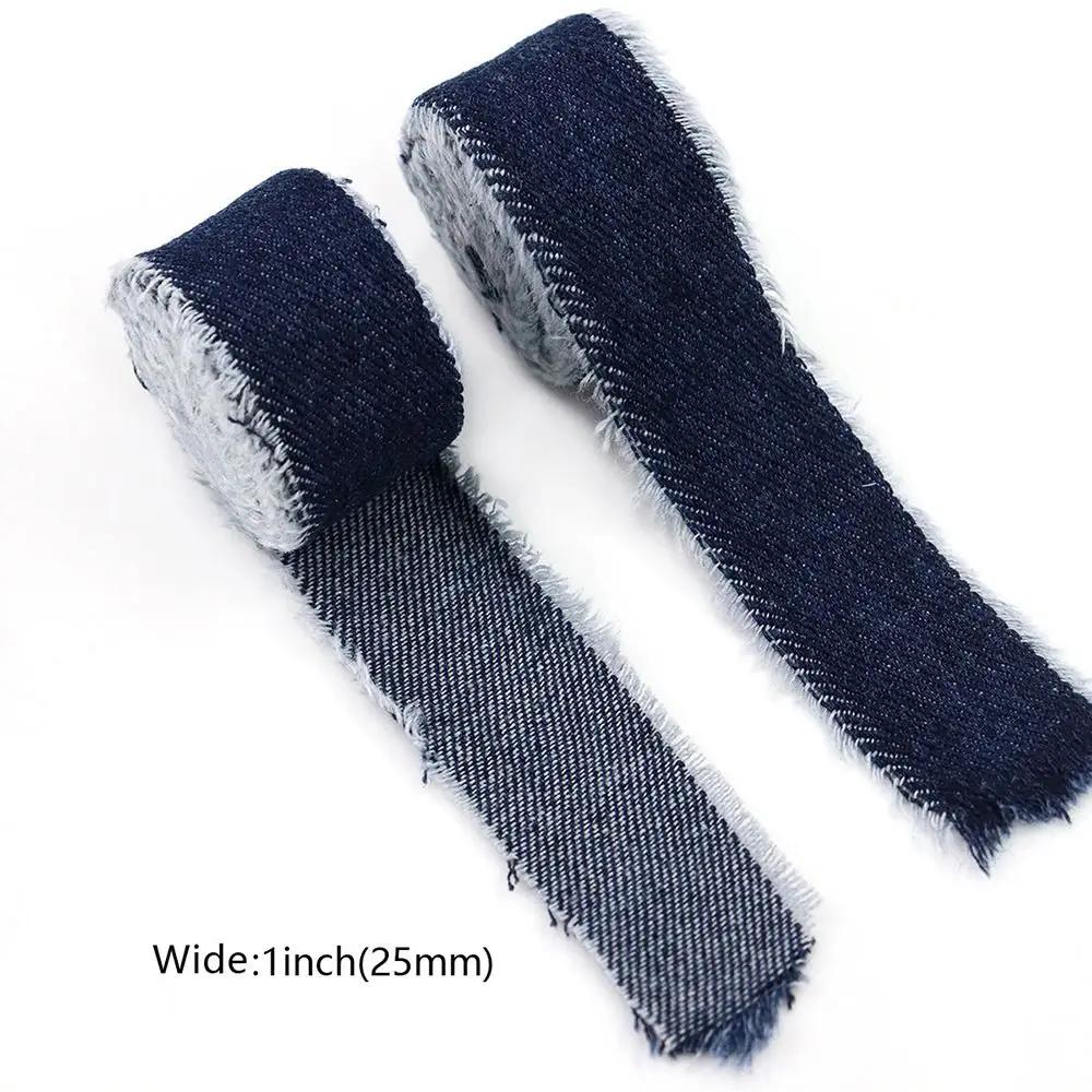 1,5 Yards Jeansband Blau Cowboy Unifarben Handgemacht Fransen Seidenband Haarspange Schleifen Jeansstoff Stoff Hochzeitseinladungen