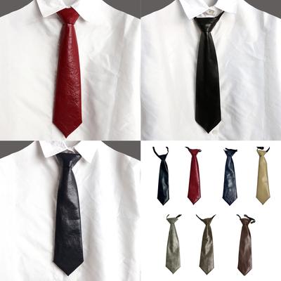 Campus Preppy Krawatte Kunstleder Krawatte Studentenuniform Verstellbare Vorgebundene Krawatte Hemdkragen Halsbekleidung für Frauen