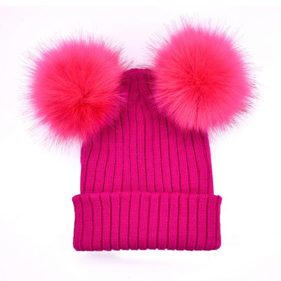 Women Fashion Knitted Faux Fur Ball Pom Pom Cute Lady Beanie Hat Warm Cap Gift