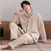 Couple pajamas winter warm coral fleece men's long-sleeved trousers high-end women's flannel loungewear set