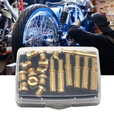 Ensemble de 19 pièces/ensemble Gicleur principal de carburateur Ensemble de gicleur intermédiaire principal Facile à assembler Laiton Compatible pour EVO- TC- V-Twin Durable