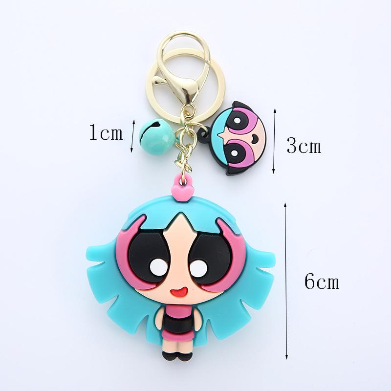 Powerpuff Nøkkelring Veskeanheng PVC Gave Tegneserie Jenter Søt Dukke Tilbehør