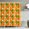 Bright Orange Shower Curtain With Green Leaves Pattern Decorative Waterproof Fabric Bathroom Accessories For Home Decoration (18