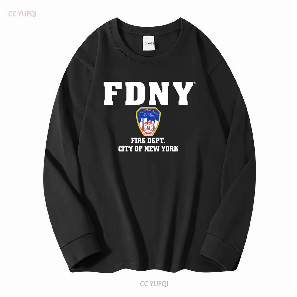 NYC Fire T Shirt Vintage Blue large department New York City Y2k long or short sleeves vintage Washed streetwear Stylish