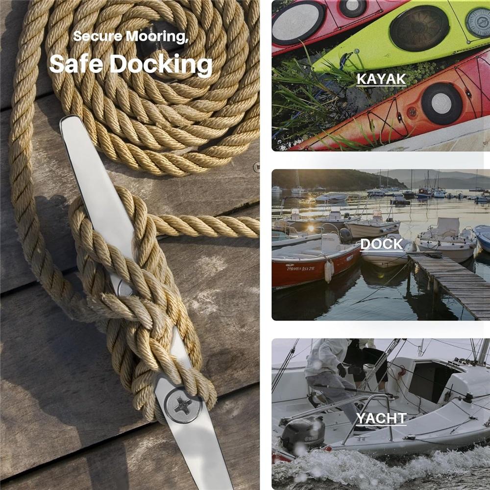 Boat Cleat Flat Top,316 Stainless Steel Boat Dock Cleats,Rope Cleat,Dock Cleats with Screws for Marine or Nautical Decor and Dock Cleat Decorative