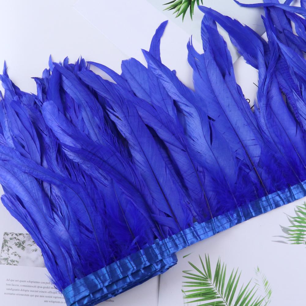 Red Rooster Tail Trims Natural Coque Feather Trimming Ribbon For Crafts Dress Skirt Carnival Costumes Plumes 10-12 Inch