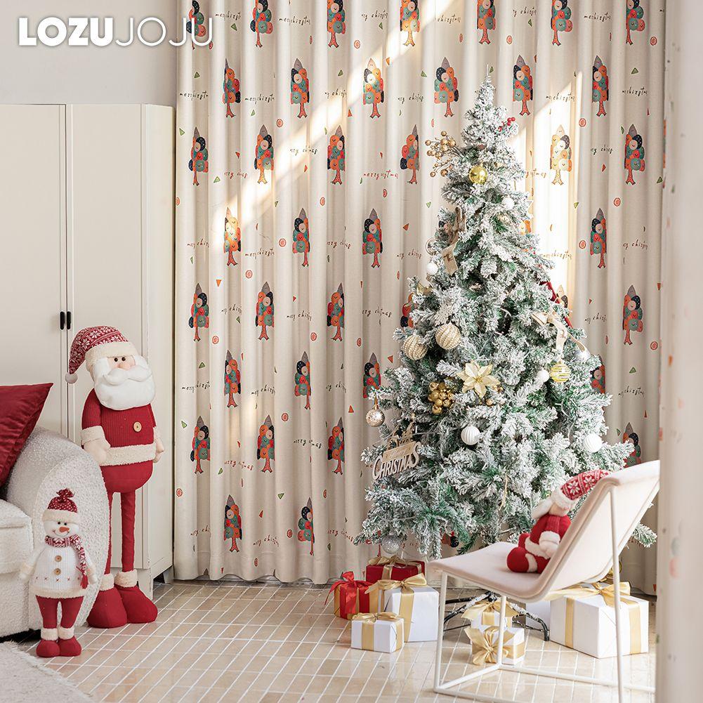 1PC LOZUJOJU Christmas Blackout Curtains Gold Coin Tree Pattern Printed Curtains for Bedroom Living Room Balcony Window for Home Decor
