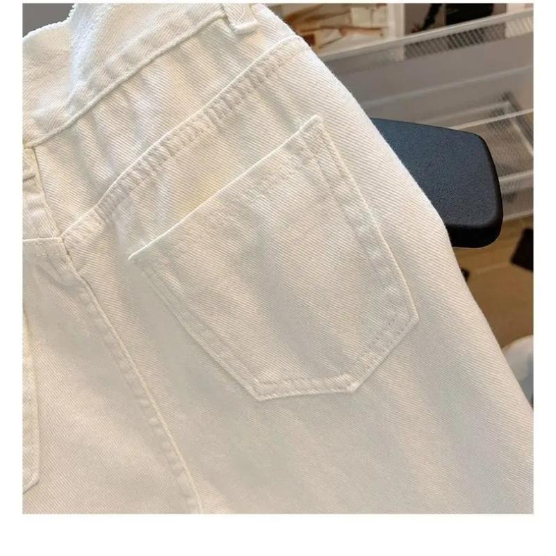 White Loose Jeans Women Spring Summer High Waist Wide Leg Pants Fashion All-matched Thin Denim Long Pants