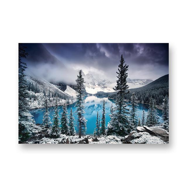 

Зимний пейзаж с озером, картины на холсте, настенное искусство, снежные постеры и принты, настенное искусство для гостиной, домашний декор, Cuadros 21cm×30cm NoFrame
