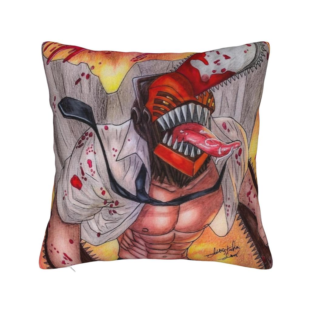 Chainsaw Man Movie Fighting Pillow Cover Square Cushion Cover Fashion Pillow Case For Sofa Home Decoration