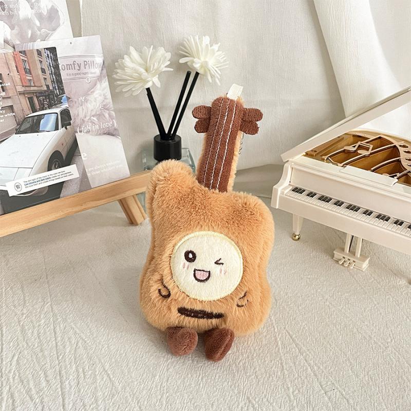 1 Piece Cute Pipa Guitar Plush Toy Keychain Girls Fluffy Soft Violin Doll Backpack Pendant Charms Bag Decoration Gifts