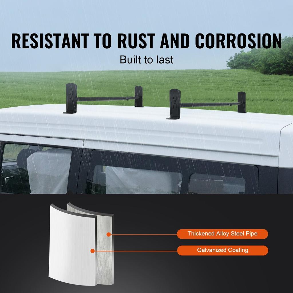 Dakdragersysteem voor bestelwagen, 2 stangen Dakdragers van gelegeerd staal, Draagvermogen 227 KG Dakdrager voor dakgoot, Verstelbare lengte 910-1460 mm, Compatibel met ladderdrager voor bestelwagen